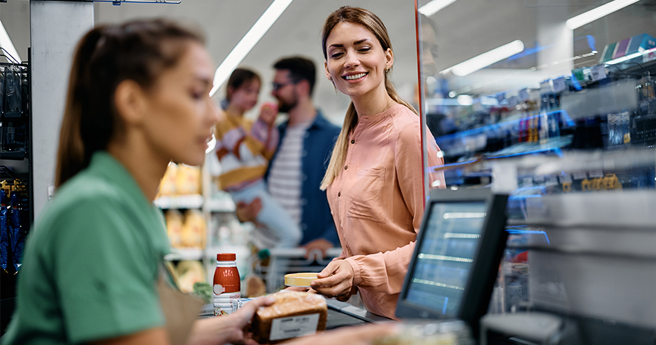 women at checkout